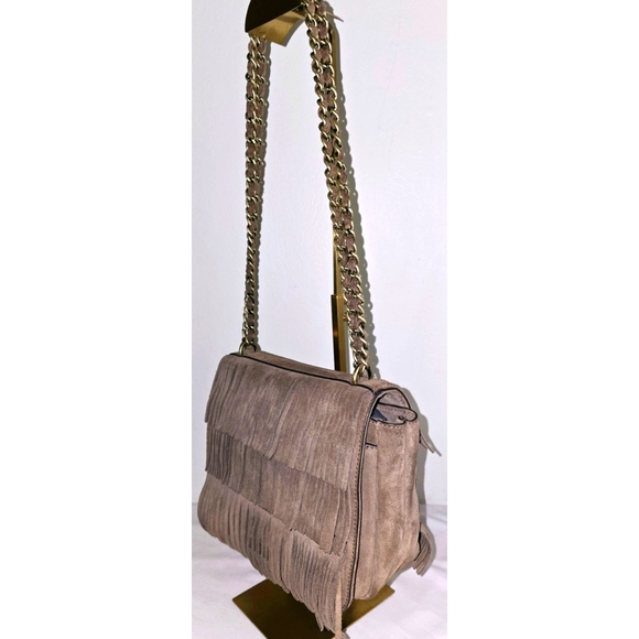 Tory Burch Kira Toupe Suede Fringe Convertible Crossbody Bag - Picture 4 of 10